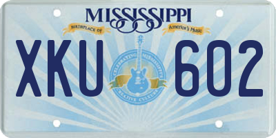 MS license plate XKU602