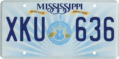 MS license plate XKU636