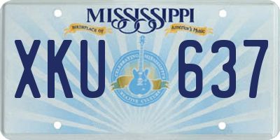 MS license plate XKU637