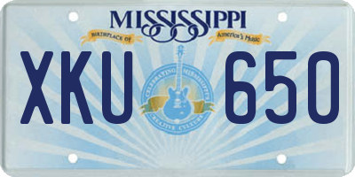 MS license plate XKU650
