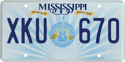 MS license plate XKU670