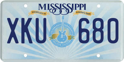 MS license plate XKU680