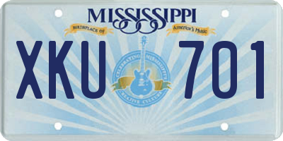 MS license plate XKU701