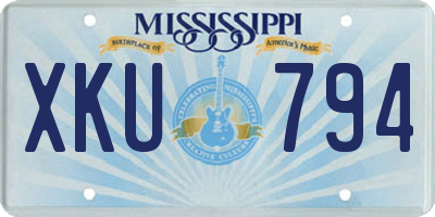 MS license plate XKU794