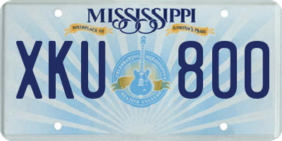 MS license plate XKU800