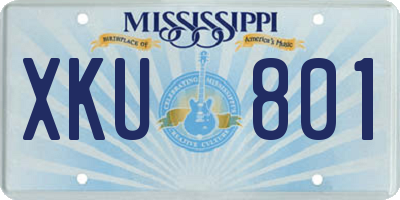 MS license plate XKU801