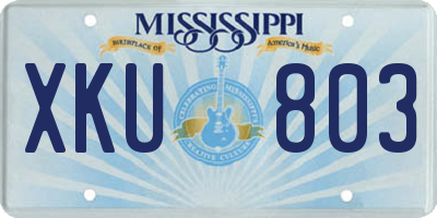 MS license plate XKU803