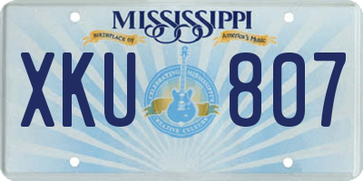 MS license plate XKU807