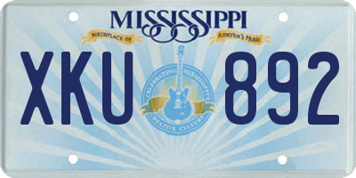 MS license plate XKU892