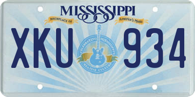 MS license plate XKU934