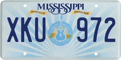 MS license plate XKU972