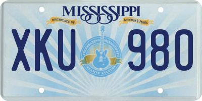 MS license plate XKU980