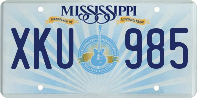 MS license plate XKU985