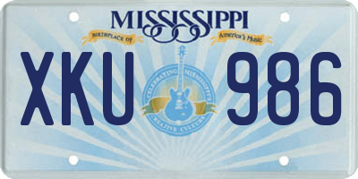 MS license plate XKU986