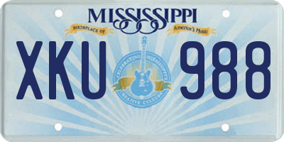 MS license plate XKU988