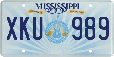 MS license plate XKU989