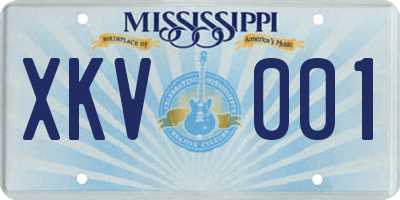 MS license plate XKV001