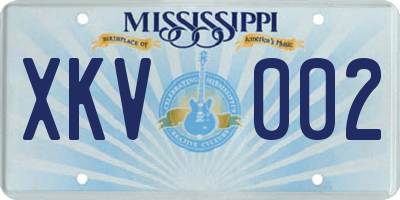 MS license plate XKV002