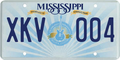 MS license plate XKV004