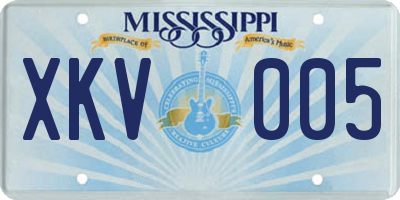 MS license plate XKV005