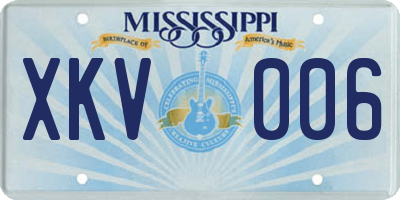 MS license plate XKV006