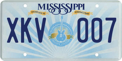 MS license plate XKV007