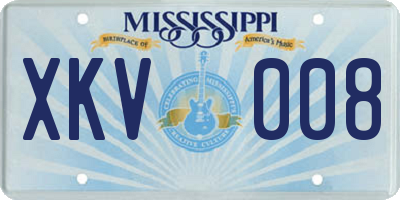 MS license plate XKV008