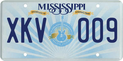 MS license plate XKV009