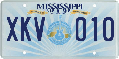 MS license plate XKV010
