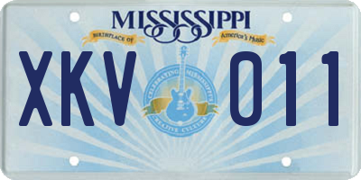 MS license plate XKV011