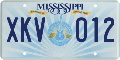 MS license plate XKV012