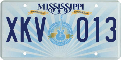 MS license plate XKV013