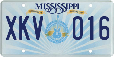 MS license plate XKV016