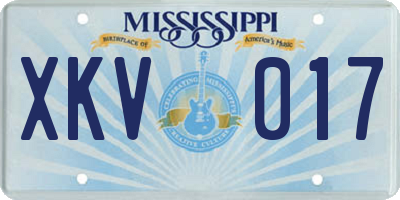 MS license plate XKV017