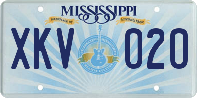 MS license plate XKV020