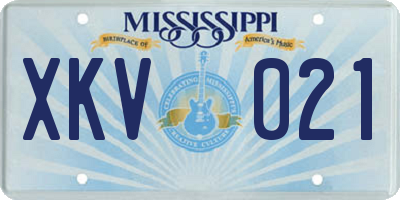 MS license plate XKV021