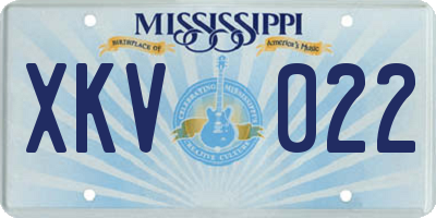 MS license plate XKV022
