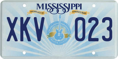 MS license plate XKV023