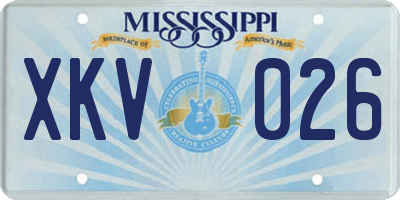 MS license plate XKV026