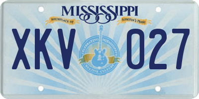 MS license plate XKV027