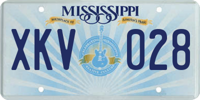 MS license plate XKV028
