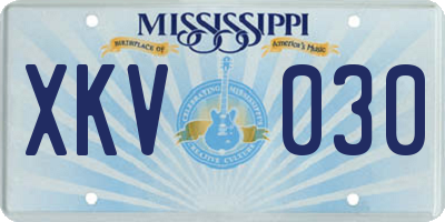 MS license plate XKV030