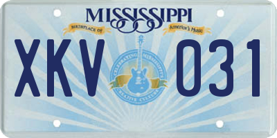 MS license plate XKV031