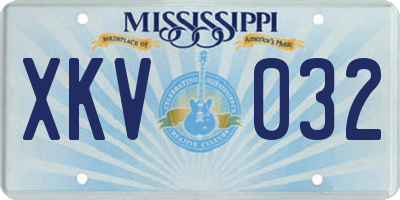 MS license plate XKV032