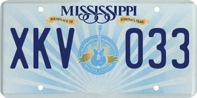 MS license plate XKV033
