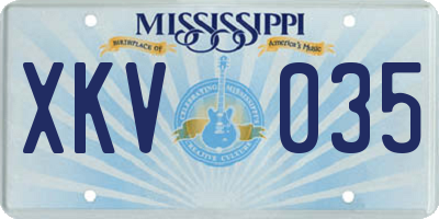 MS license plate XKV035