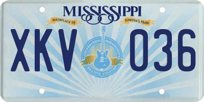 MS license plate XKV036