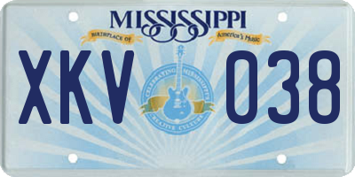 MS license plate XKV038