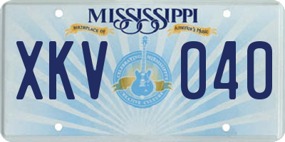 MS license plate XKV040