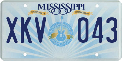 MS license plate XKV043
